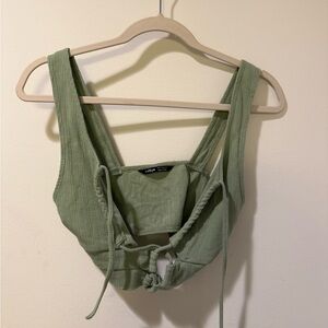 SHEIN Sage Green Ribbed Crop Top